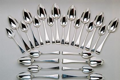 Set of 24 spoons (12 tablespoons and 12 dessertspoons), Old English pattern