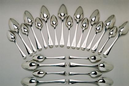 Set of 24 spoons (12 tablespoons and 12 dessertspoons), Old English pattern