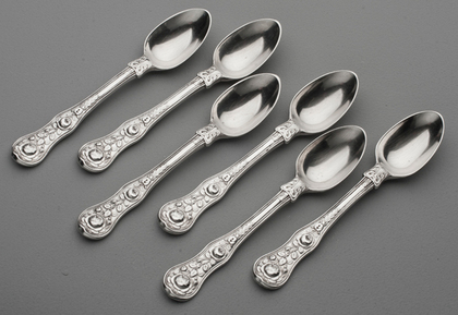 Victorian Silver Rose Pattern Teaspoons (Set of 6)