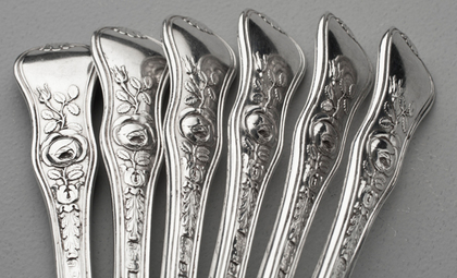 Victorian Silver Rose Pattern Teaspoons (Set of 6)