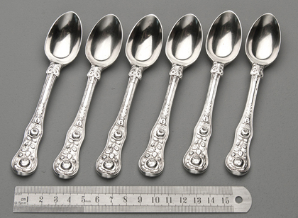 Victorian Silver Rose Pattern Teaspoons (Set of 6)