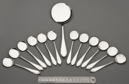 Dutch Silver Ice Cream Spoon Set - 12 Spoons and Serving Spoon