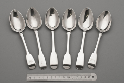 Cape Silver Dessert Spoons (Mixed set of 6) - Twentyman, Moore, Townsend, Daniel