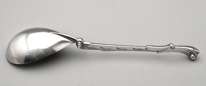 German Silver Auricular Scroll Spoon - Hamburg, J.F. Nicolassen