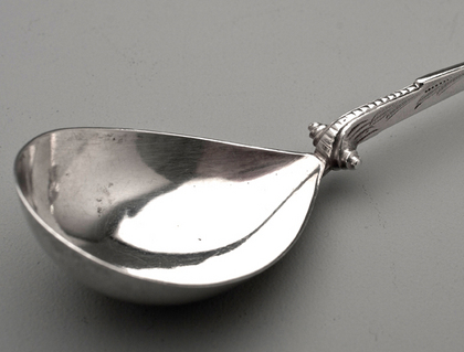 German Silver Auricular Scroll Spoon - Hamburg, J.F. Nicolassen