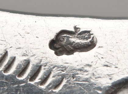 German Silver Auricular Scroll Spoon - Hamburg, J.F. Nicolassen