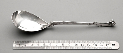 German Silver Auricular Scroll Spoon - Hamburg, J.F. Nicolassen