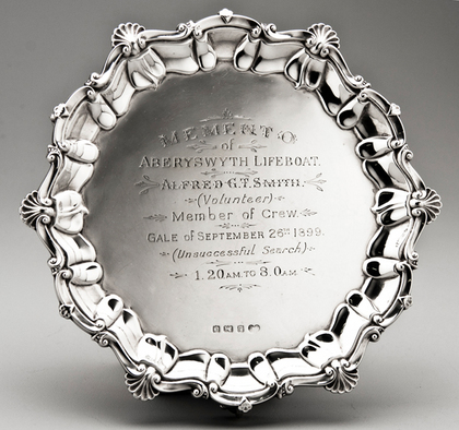 Commemorative Silver Salver - Aberyswyth Lifeboat, Alfred Smith, Gale September 26th 1899