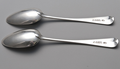 Georgian Silver Tablespoons (Pair) - Leopards Head Crest, Cusped Duty 1797