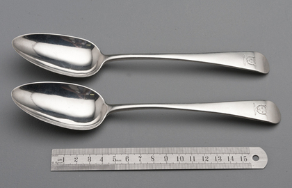 Georgian Silver Tablespoons (Pair) - Leopards Head Crest, Cusped Duty 1797