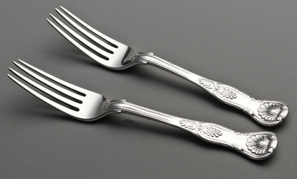 Cape Silver Kings Pattern Dessert Forks (Pair) - Waldek