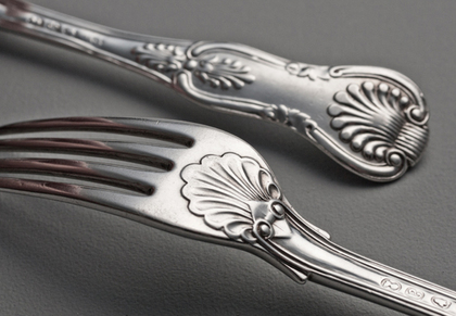 Cape Silver Kings Pattern Dessert Forks (Pair) - Waldek