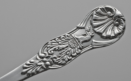 Private Die Silver Dessert Fork - Watson Family Crest