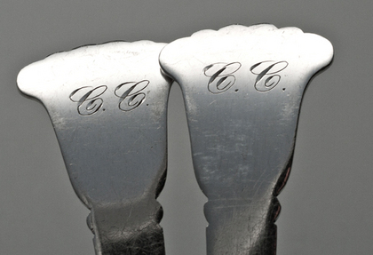 Danish Silver Martele Tablespoons (Pair) and Cheese Knife