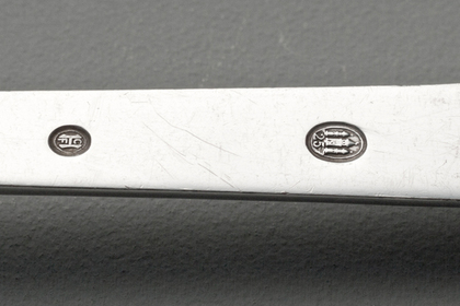 Danish Silver Martele Tablespoons (Pair) and Cheese Knife