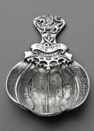 Prince of Wales Investiture Commemorative Silver Caddy Spoon - ICH DIEN, Garrard & Co, Regent St.