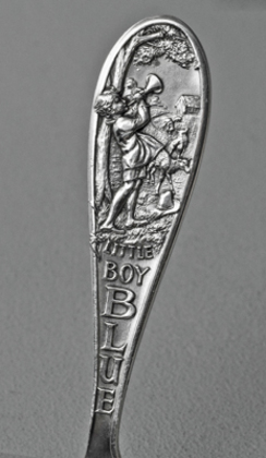 Nursery Rhyme Silver Christening Spoon and Baby Pusher - Little Boy Blue & Jack and Jill