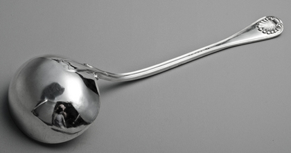 Rare Military Shell Pattern Silver Soup Ladle - Old English Military Thread & Shell