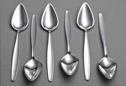 Georg Jensen Sterling Silver Cypress Pattern Fruit Spoons Triangular (Set of 6) - Grapefruit Spoons