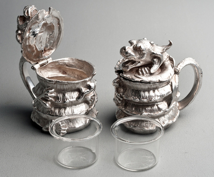 Sterling Silver Dragon Mustard Pots (Pair) - C.J. Vander