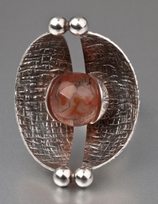 Elis Kauppi Finnish Sterling Silver and Agate Ring - Kupittaan Kulta