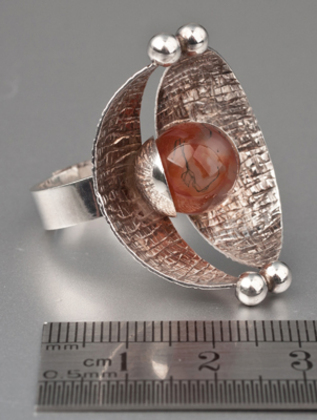 Elis Kauppi Finnish Sterling Silver and Agate Ring - Kupittaan Kulta