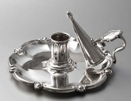 Georgian Silver Chamberstick - Fletcher Family Crest