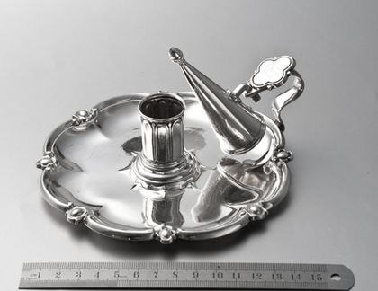 Georgian Silver Chamberstick - Fletcher Family Crest