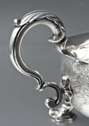 Early Georgian Rococo Sterling Silver Sauce Boat - Richard Pargeter, Alleyn Family Crest, Lidsel Family