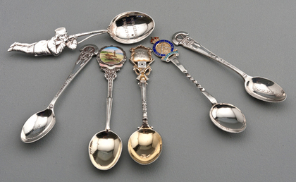 Ten Sterling Silver and Enamel Souvenir Spoons - Rifle Shooting and Boer War