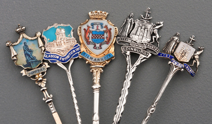 Ten Sterling Silver and Enamel Souvenir Spoons - Scottish Towns