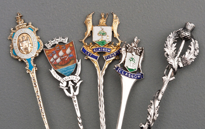 Ten Sterling Silver and Enamel Souvenir Spoons - Scottish Towns