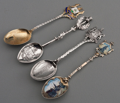 Ten Sterling Silver and Enamel Souvenir Spoons - Scottish Towns