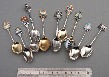 Ten Sterling Silver and Enamel Souvenir Spoons - Scottish Towns