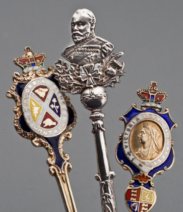 Ten Sterling Silver and Enamel Souvenir Spoons -Royal Coronations and Canadian