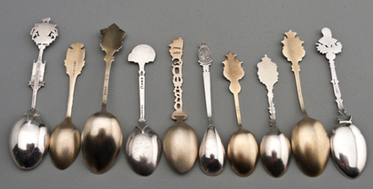 Ten Sterling Silver and Enamel Souvenir Spoons -Royal Coronations and Canadian