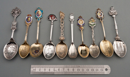 Ten Sterling Silver and Enamel Souvenir Spoons -Royal Coronations and Canadian