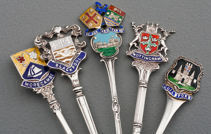 Ten Sterling Silver and Enamel Souvenir Spoons - British Cities