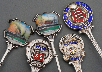 Ten Sterling Silver and Enamel Souvenir Spoons - Shipping & Sporting