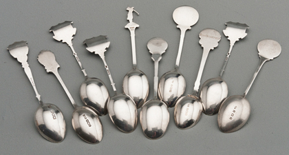 Ten Sterling Silver and Enamel Souvenir Spoons - Shipping & Sporting