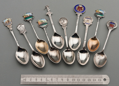 Ten Sterling Silver and Enamel Souvenir Spoons - Shipping & Sporting