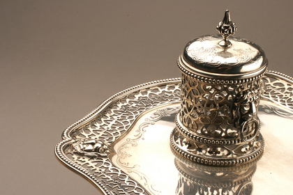 Victorian Antique Silver Inkstand