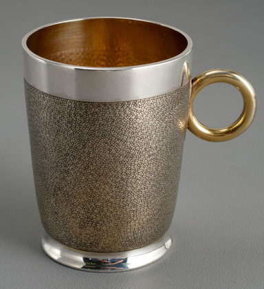 Antique Silver Gilded Christening Mug - Ox Eye Handle