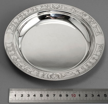 Scottish Sterling Silver Nursery Christening Baby Plate - Edward & Sons, Glasgow - Mesopotamia, Fable