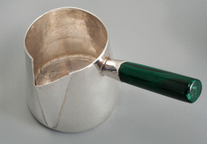 Zambian Arts & Crafts Sterling Silver & Malachite Milkjug, Sugarbowl and Sugarspoon - Klaus Rygaard