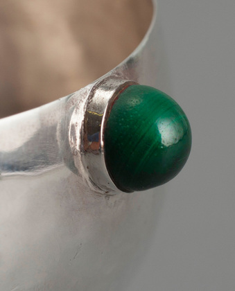 Zambian Arts & Crafts Sterling Silver & Malachite Milkjug, Sugarbowl and Sugarspoon - Klaus Rygaard