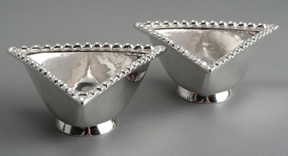 Traprain Treasure Sterling Silver Triangular Bowls (Pair) - Authorised Reproductions, Brook & Son - Large Size