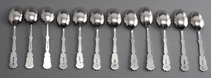 Antique Silver Golf Prize Teaspoons (Set of 12) 