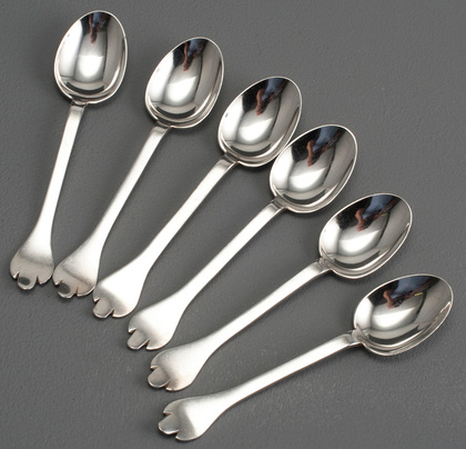 Sterling Silver Rat Tail Trefid Coffee Spoons (Set of 6) - Wilson & Gill, Regent Street, London