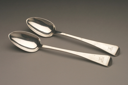 Silver Basting spoons (Pair) - tulip crest